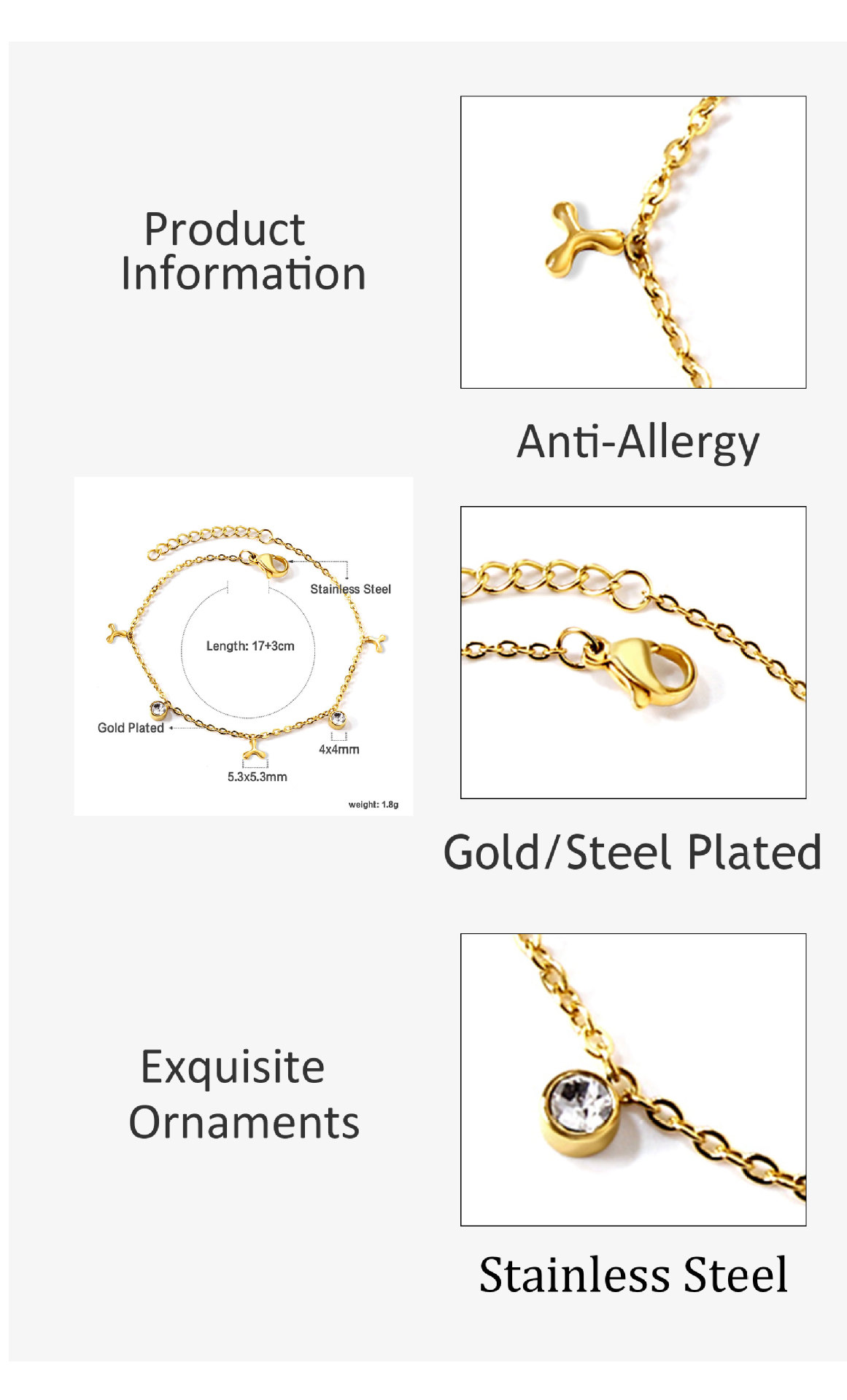 Geometric Pattern Women's Gender Casual Elegant Lady Geometric 304 Stainless Steel Cable Chain Bracelets In Bulk