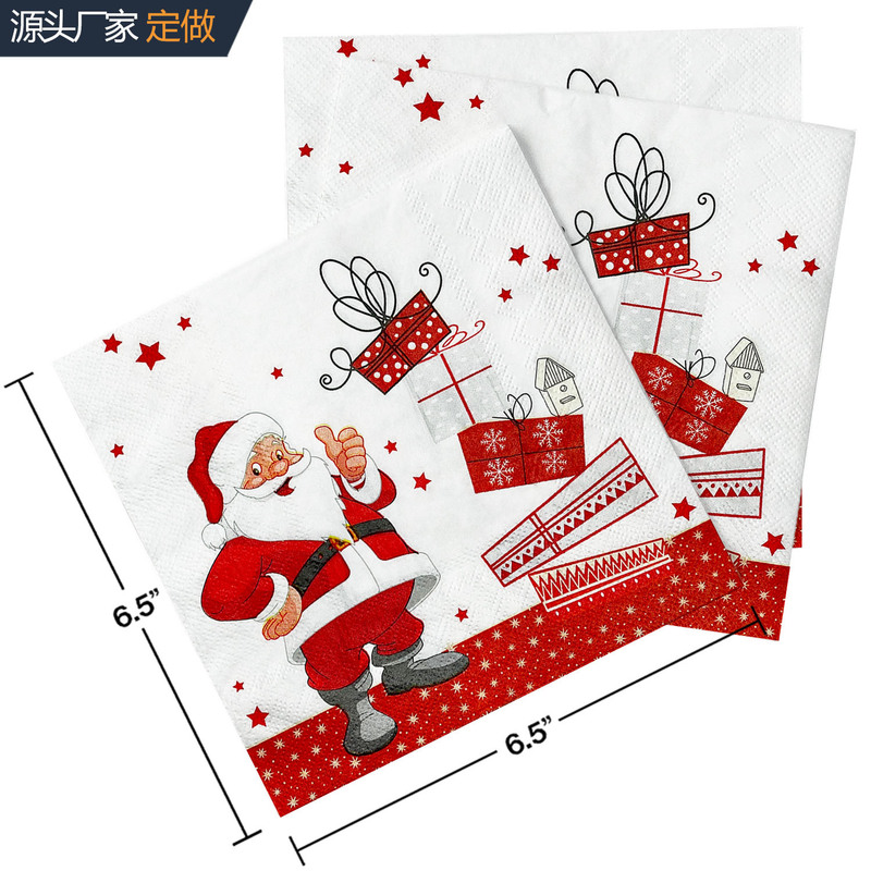 新商品現物クリスマス四角いティッシュ使い捨てクリスマスパーティーサンタクロースギフトボックス印刷二層ナプキン|undefined