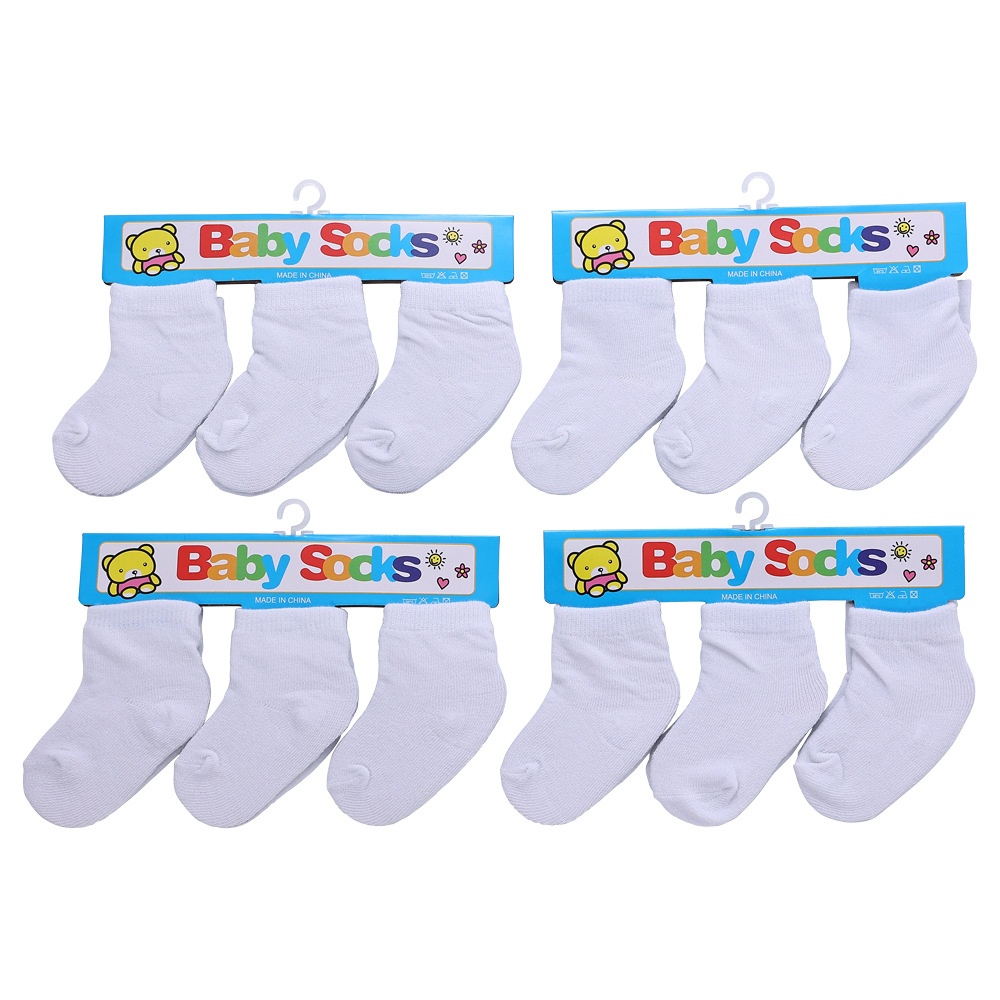 solid white breathable children's autumn short socks for boys