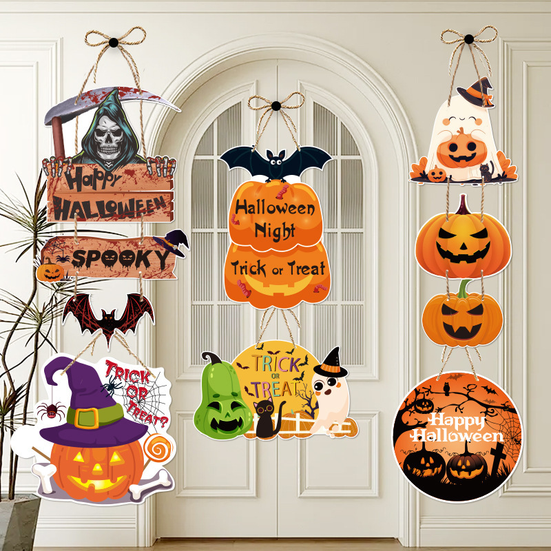 ハロウィンドア吊り下げハロウィンパーティー装飾カボチャコウモリドア吊り下げゴーストフェスティバル装飾雰囲気装飾小道具|undefined
