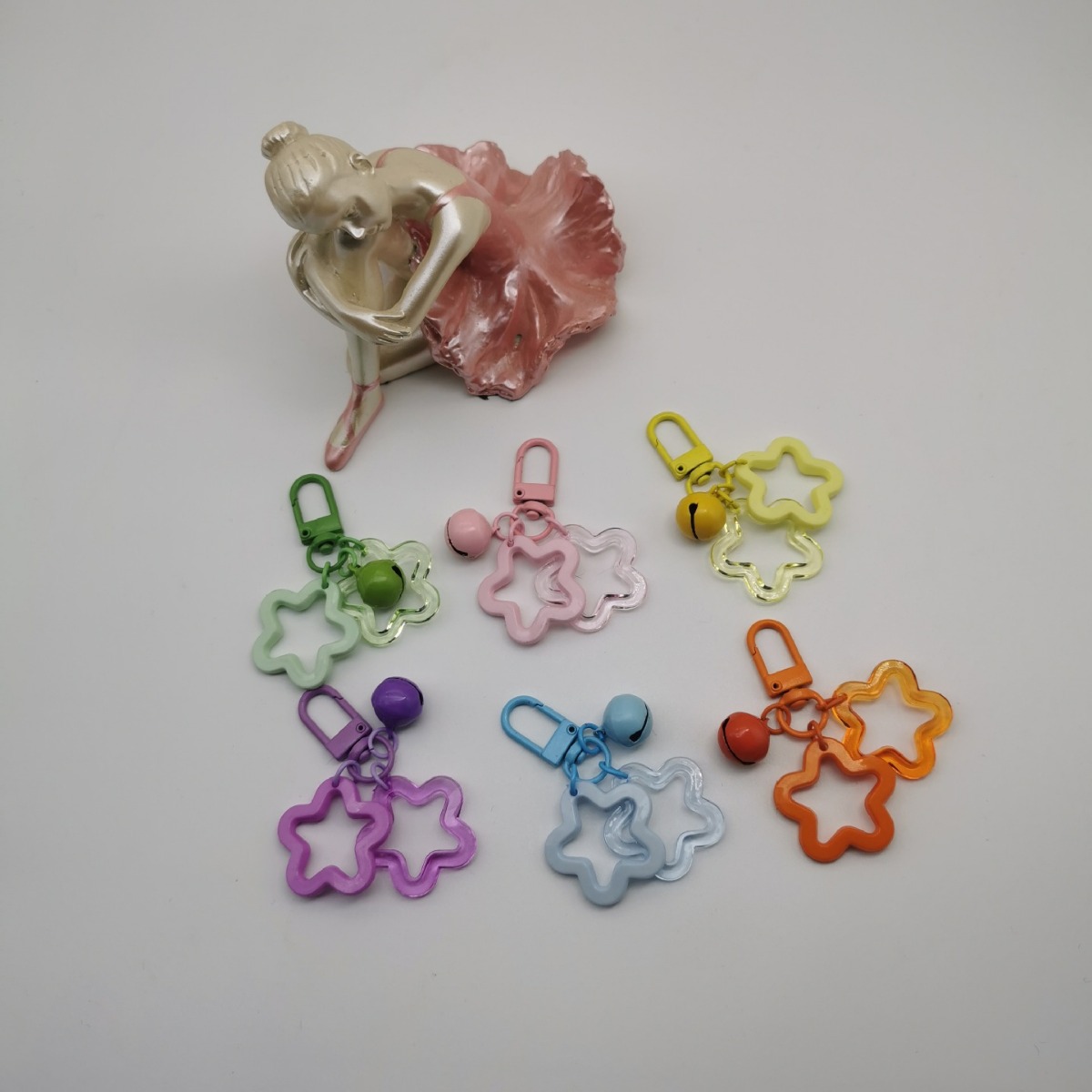 Acrílico hueco estrella de cinco puntas ins colgante verano diversión de los niños colgante llavero accesorios auricular inalámbrico caso de la joyería