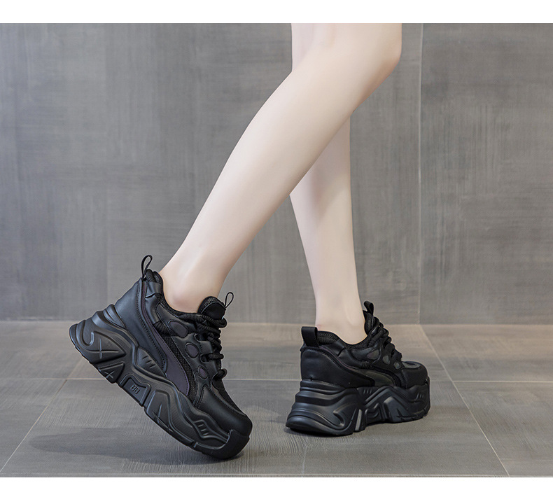 Giày sneaker nữ đế xuồng tăng chiều cao, dáng chunky đế dày thoáng khí, phối màu đa dạng — M2516-2 đen trong suốt lưới, M2516 kaki một lớp bên trong, M2516-1 trắng be lót nhung, M2516-1 màu đen lót nhung chi tiết 48