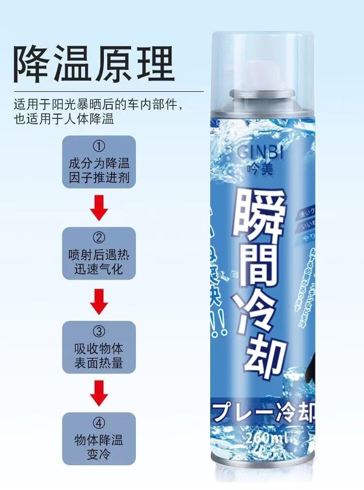 Suitable for summer car cooling spray, mobile phone cooling, instant cooling, sports refrigeration, rapid cooling and drying