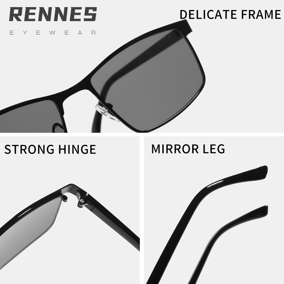 Hombres metro cuadrado de uñas gafas de sol de metal simple gafas de sol 2023 nueva fotografía de conducción gafas de sol moda