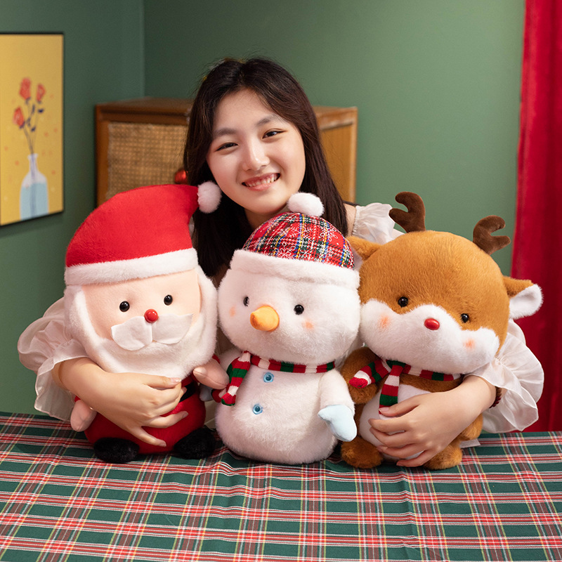 Santa Claus Christmas Snowman Cute Reindeer Plush Toy Santa Claus Doll Gift for Girls on Christmas Eve 