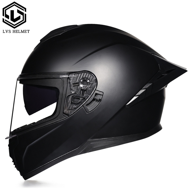 Casco integral transfronterizo DOT de la versión mejorada de LVS con doble lente para hombres, casco de seguridad universal para todas las estaciones para motociclistas femeninas, casco de motocicleta con doble lente.