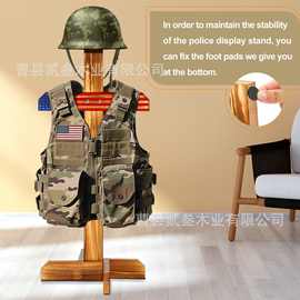 木制战术装备架置地式身体盔甲支架实木机车服装备展示储物架
