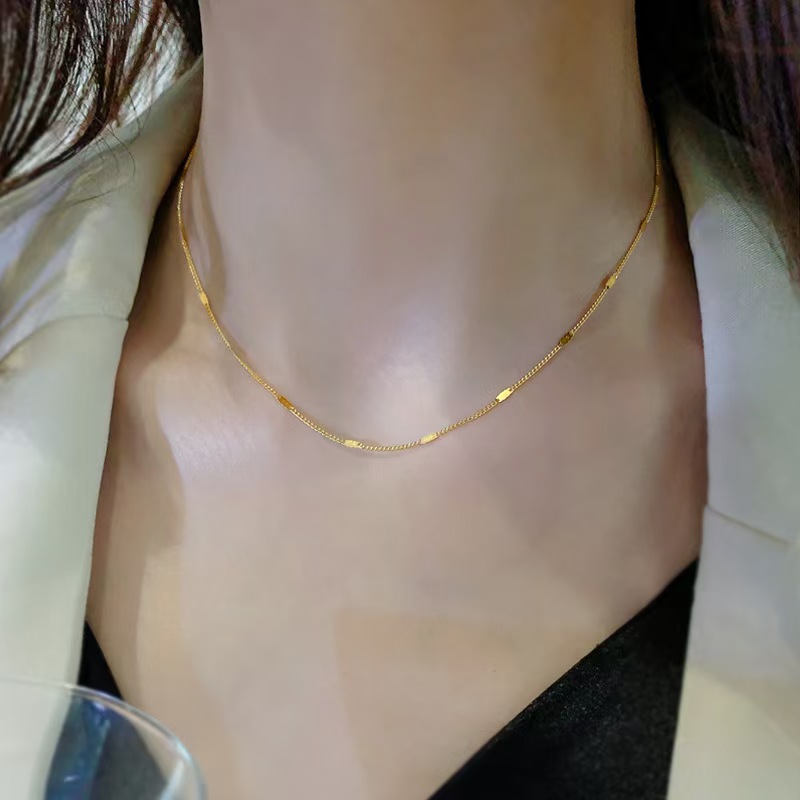 18K Qızıl Su Qaplanmış Titan Polad Boyunbağı, Minimalist Dizayn