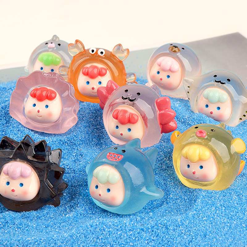 Cute Grain Marine Life Blind Box Cartoon Cute Creative Micro Landscape Small Ornaments Resin Accessories Blind Bag DIY