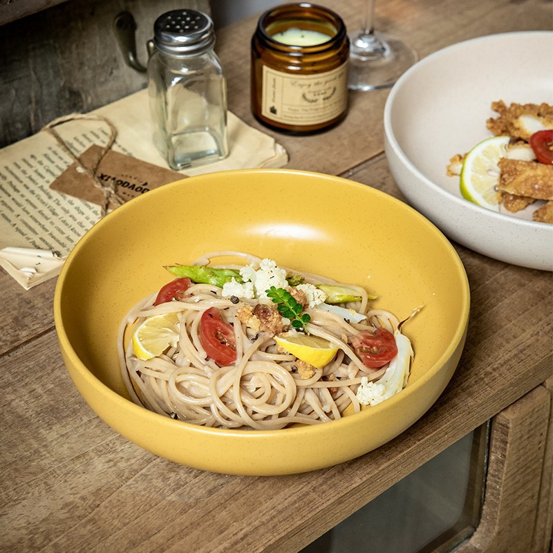 Iike pragmatismo nuevo tazón de ensalada de cerámica de 8 pulgadas sésamo mate tazón de platos redondos profundos exportaciones transfronterizas