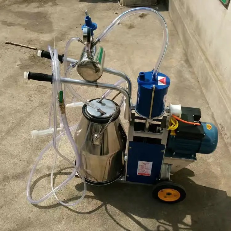Máquina de ordeño tipo bomba de vacío móvil tipo pistón de cuatro extremos máquina de ordeño de succión de leche equipo de cría para vacas, ovejas y camellos