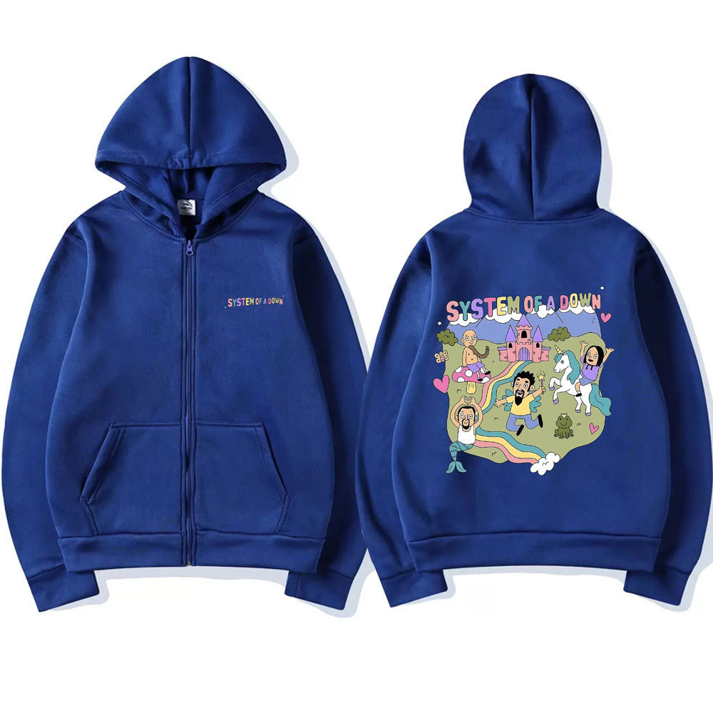 Sistema de A Down Graphic Zipper Hoodie Men Women Vintage