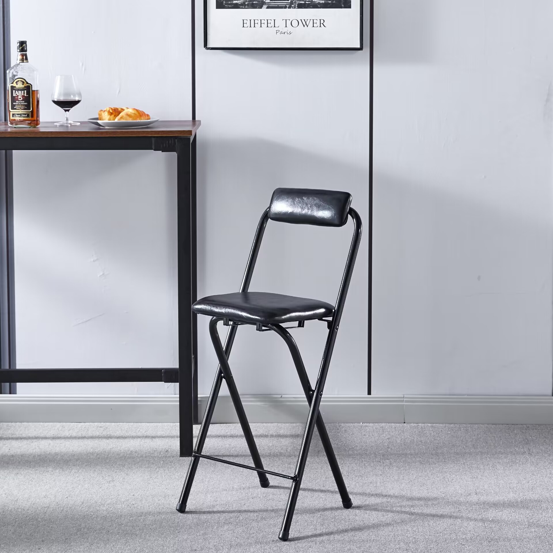 Fábrica directa portátil silla de bar plegable silla de recepción taburete alto puente silla de pesca silla de comedor de respaldo casual bar image 7