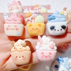 かわいい動物アイスクリーム樹脂アクセサリー diy 自家製ヘアピンヘアロープ携帯電話ケース電気自動車水カップパッチ