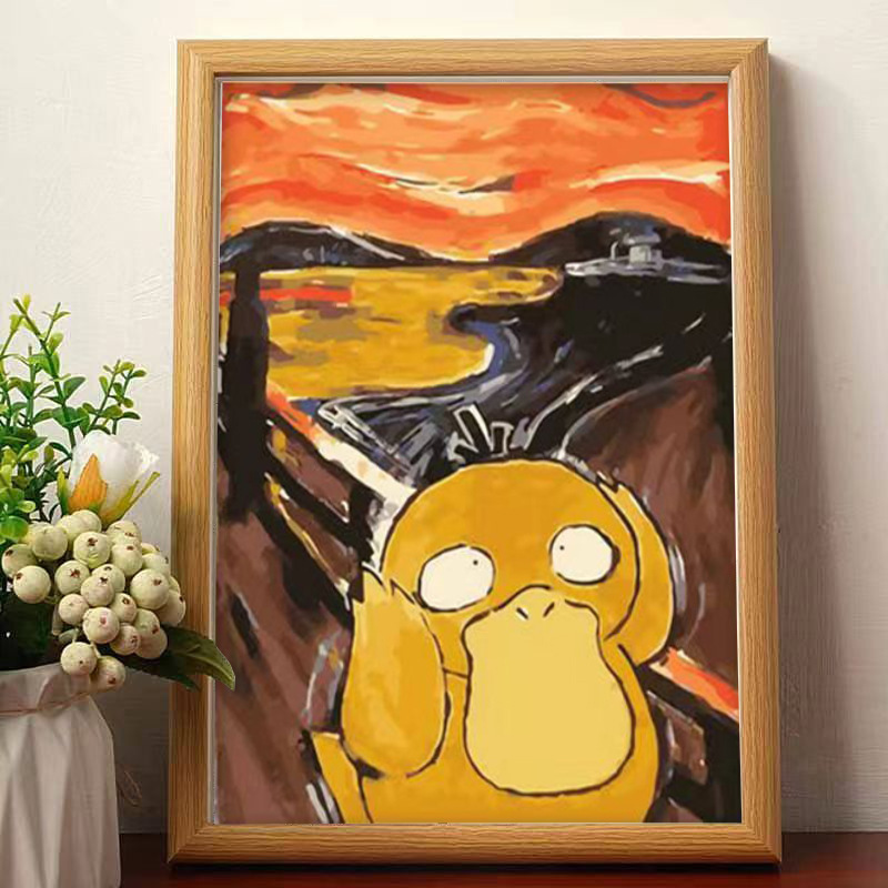 Funny World Famous Painting Original Oil Painting Frame Wall Hanging Desktop Decoration Gift Trend