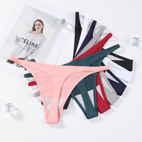 Sports European and American thin strap seamless T-string underwear for women low-waist suspender ice silk quick-drying yoga one-piece cross-border wholesale