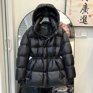 Black Gold Goose Down Jacket Women's Short Thickened Korean-style Waisted 2024 Winter Couple's Black Diamond Extremely Cold Jacket