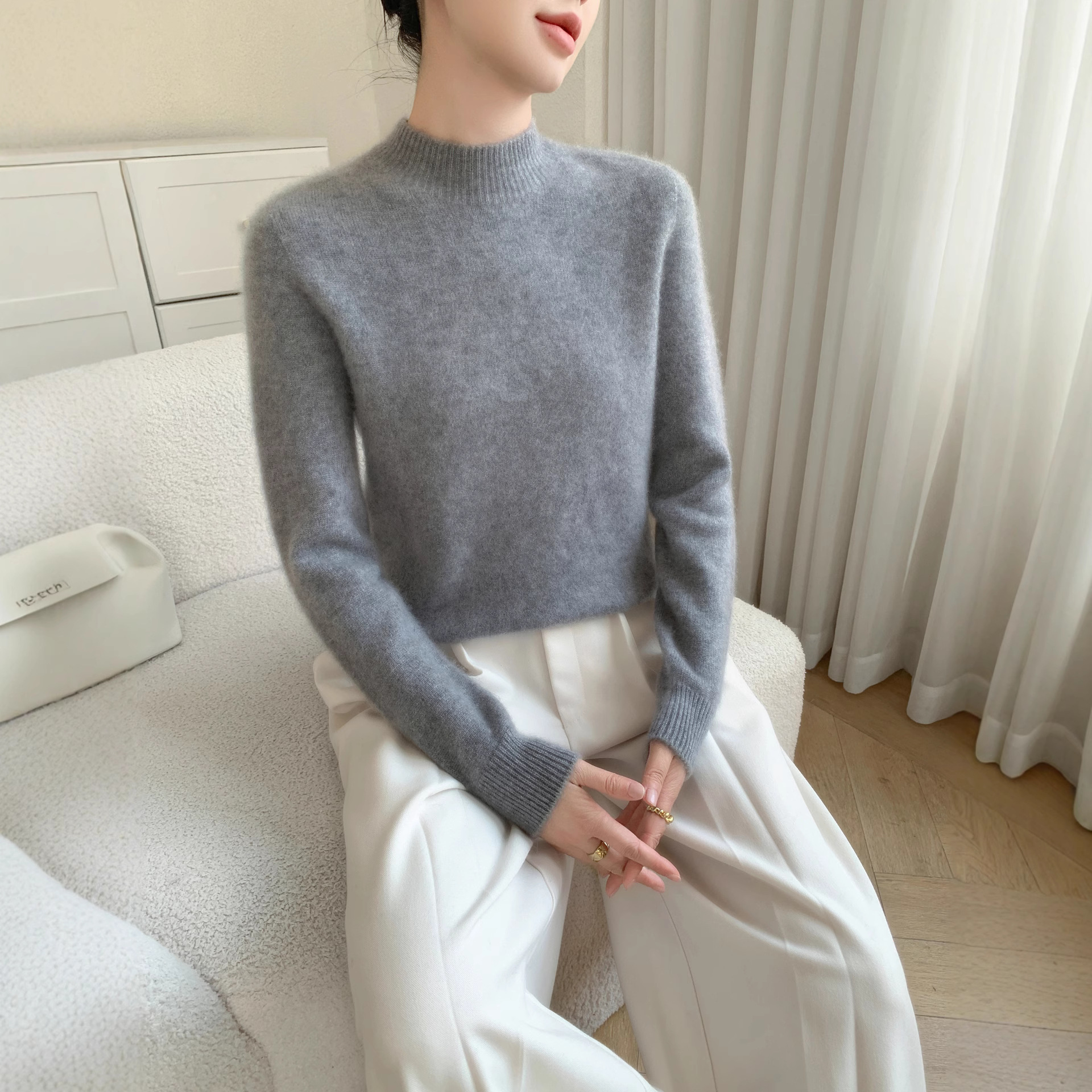 无缝加厚半高领山羊绒衫女纯色修身毛衣2025秋冬打底毛衫针织衫