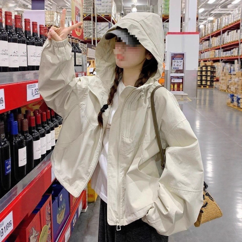 超好看米色短外套女小个子2025春季新款时尚洋气冲锋衣韩系上衣潮|undefined
