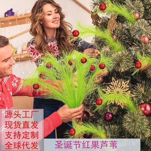 Cross-Border Amazon Popular Christmas Holiday Decoration Pampas Grass Christmas Reed Indoor and Outdoor Garden Decoration