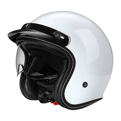 Rhr Retro Motorcycle Helmet Electric Vehicle Helmet Dot Ece Certification Helmet 3C Helmet Motorcycle Security Hat (Motosiklet kaskı (dəbilqə)) - white-m-57-58cm