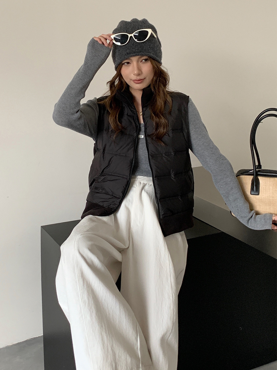 Finnafu nuevo chaleco de plumón de otoño y invierno de mujeres de alto nivel chaleco de chaqueta de arroz blanco caliente para usar una camisa universal