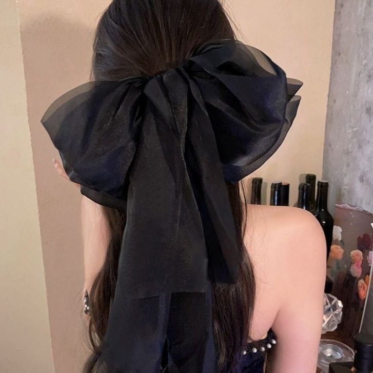ネットセレブ気質多用途グリッターラージリボンヘアアクセサリーポニーテールクリップヘアピンスウィートプリンセスサテンフレンチフラワー|undefined