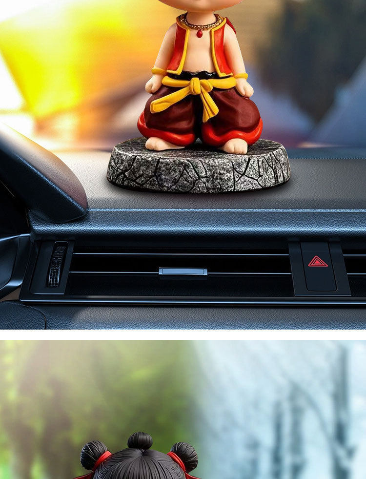 Car Dashboard Interior Decoration Nezha and Ao Bing Bobblehead Figures Nezha: the Magic Child Desktop Ornaments