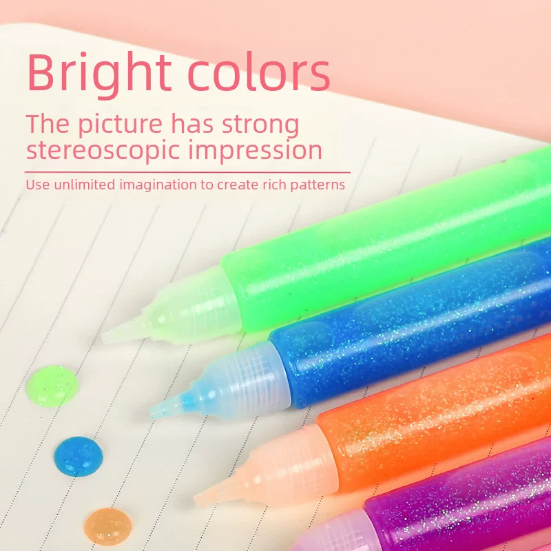  Creative pigment flashing set, glitter powder, postcard, 6 colors, 3D
