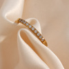 Brand fashionable ring, accessory stainless steel, golden zirconium, European style, light luxury style, 750 sample gold