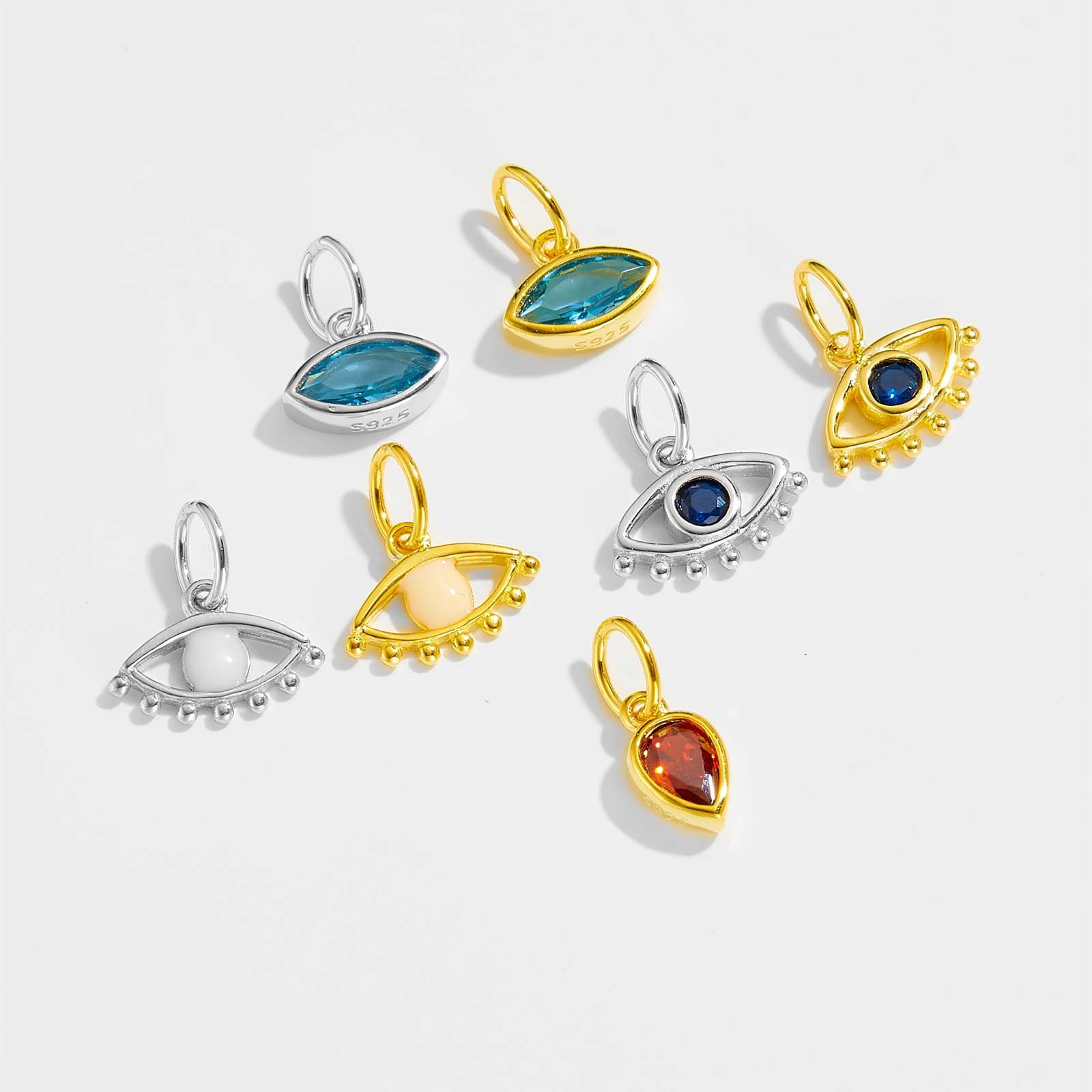Electroplating Gold Plating Process Pendant Jewelry Making Type 1 Piece 11.4*8mm 9*7.2mm 925 Sterling Silver Zircon Devil's Eye Pendant