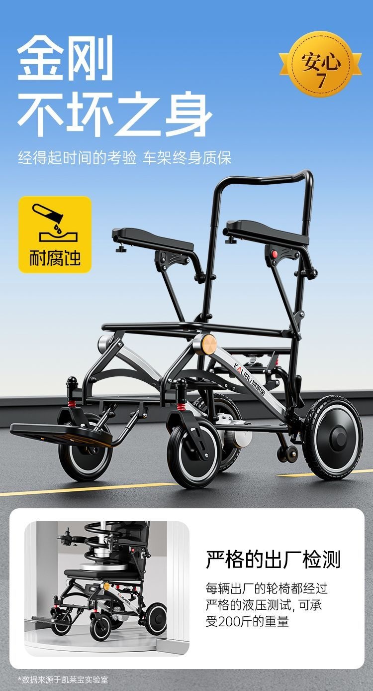 Lightweight, intelligent, fully automatic folding electric wheelchair for disabled elderly, universal portable travel mobility aid