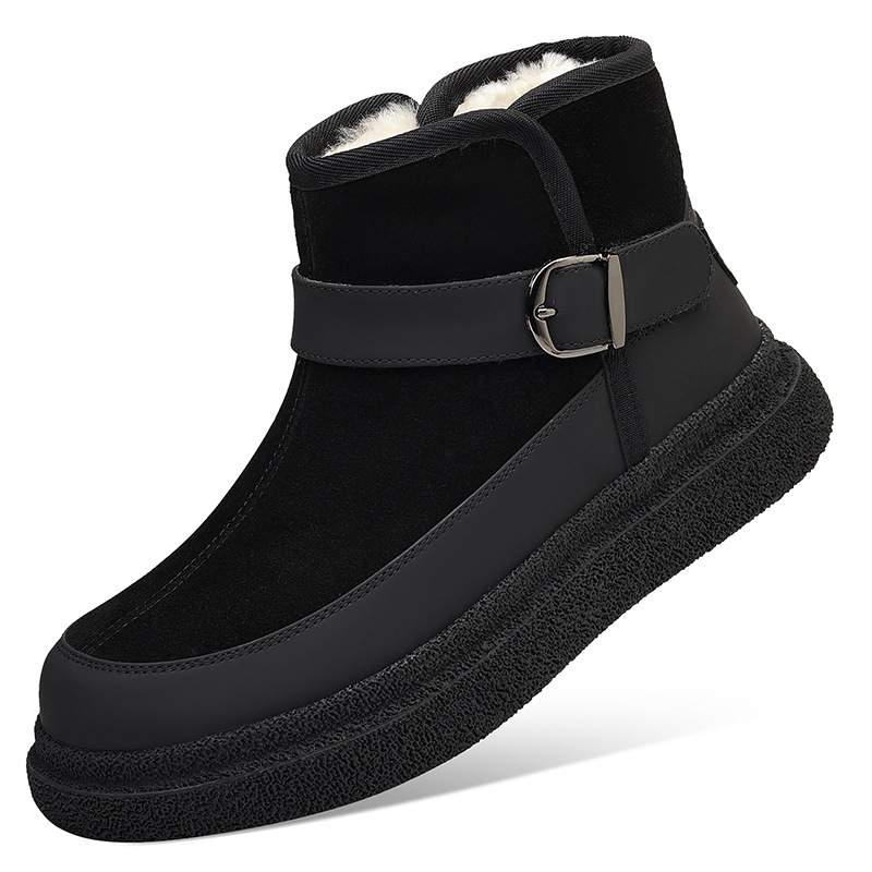 Botas de nieve para hombres pieles de invierno más gruesas nuevas botas de lana de cuero de fondo grueso del noreste.
