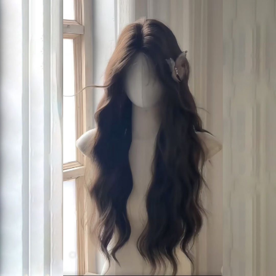Connie Wig [Doll Doll] Fuldkopper til Kvinder, Realistisk Hår, Midterparti, Vandbølge Stil