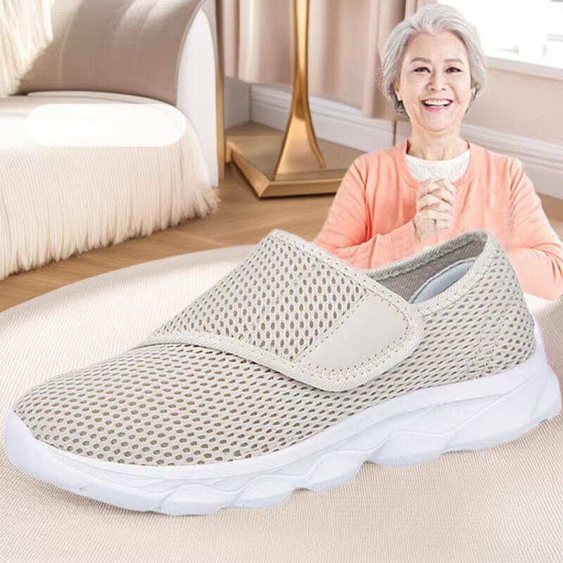 Loose Shoes for Swollen Feet, Wide Shoes for Fat Feet, Mom Shoes, Large Foot Bone Soft-Soled Non-Slip Sneakers for Women, Summer Style Walking Shoes for the Elderly