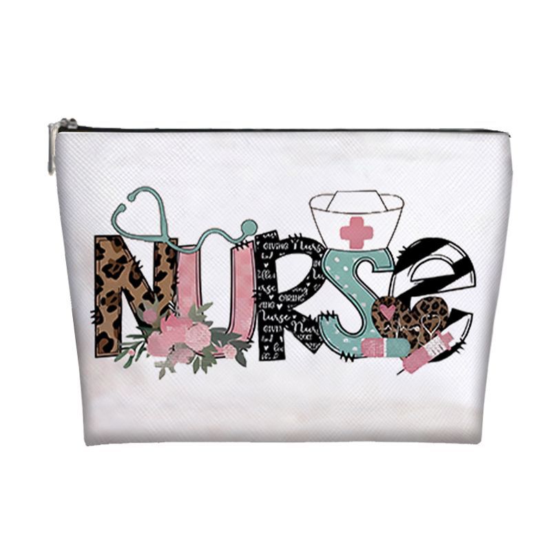 Nueva bolsa de maquillaje pu Amazon venta caliente bolsa de maquillaje de enfermería bolsa de mano bolsa de lavado bolsa de tela pequeña bolsa de almacenamiento
