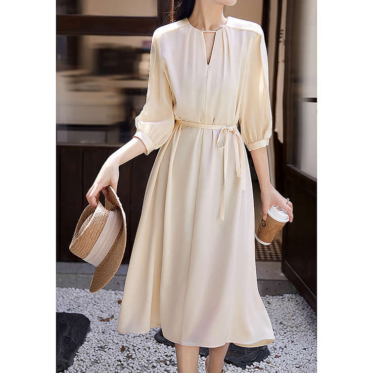 Triacetic acid French dress high-end sweet and spicy style women's clothing summer lace-up long white black skirt