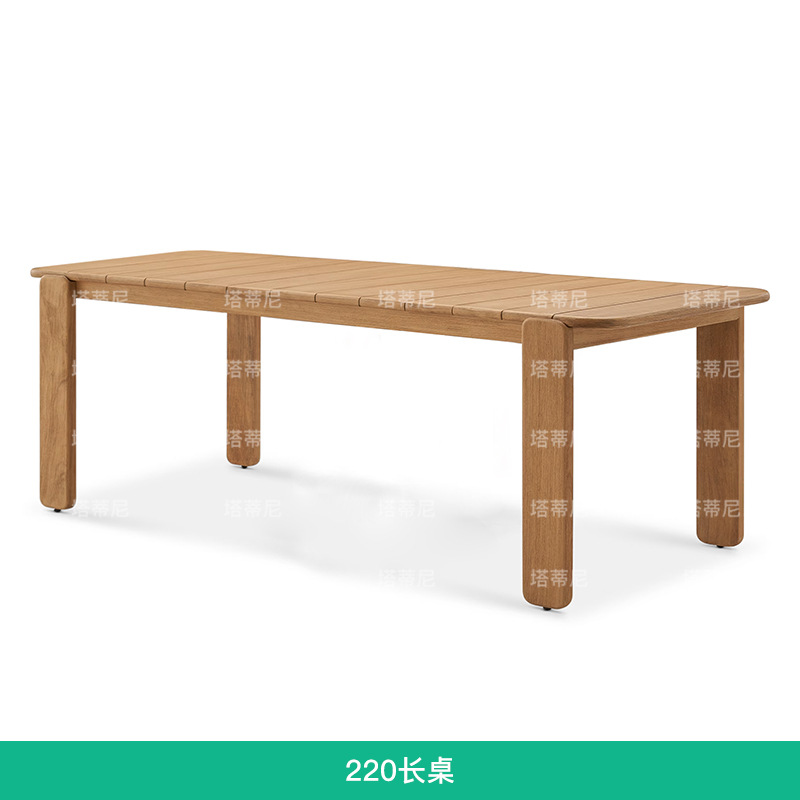 Mesa y silla de madera de ocio al aire libre combinación de patio hotel resort impermeable anticorrosión terraza muebles de mesa larga