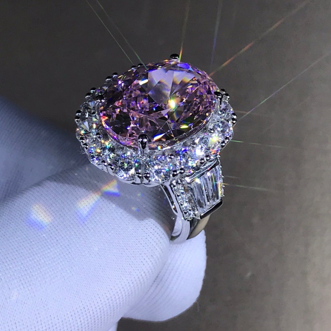 10 quilates VVS grado D color 3EX con incrustaciones de diamantes de alto carbono importados anillo de plata de ley electrochapado de cinco capas de espesor de platino de la joyería