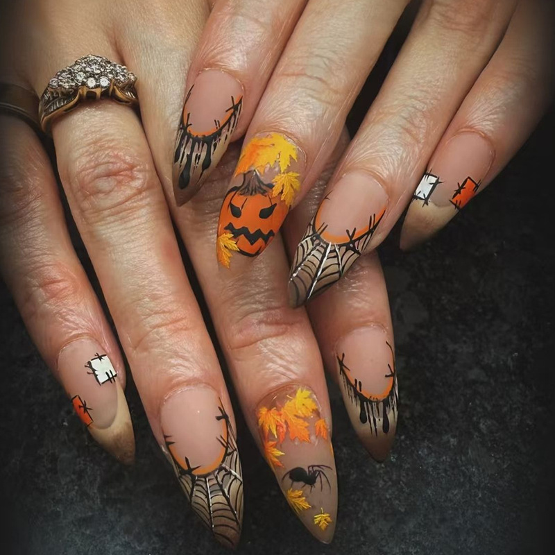 European and American Cross-Border Halloween Gel Nail Stickers Ghost Pumpkin Head Skull Bat Almond Shaped Nail Stickers European and American Cross-Border Halloween Gel Nail Stickers Ghost Pumpkin Head Skull Bat Almond Shaped Nail Stickers