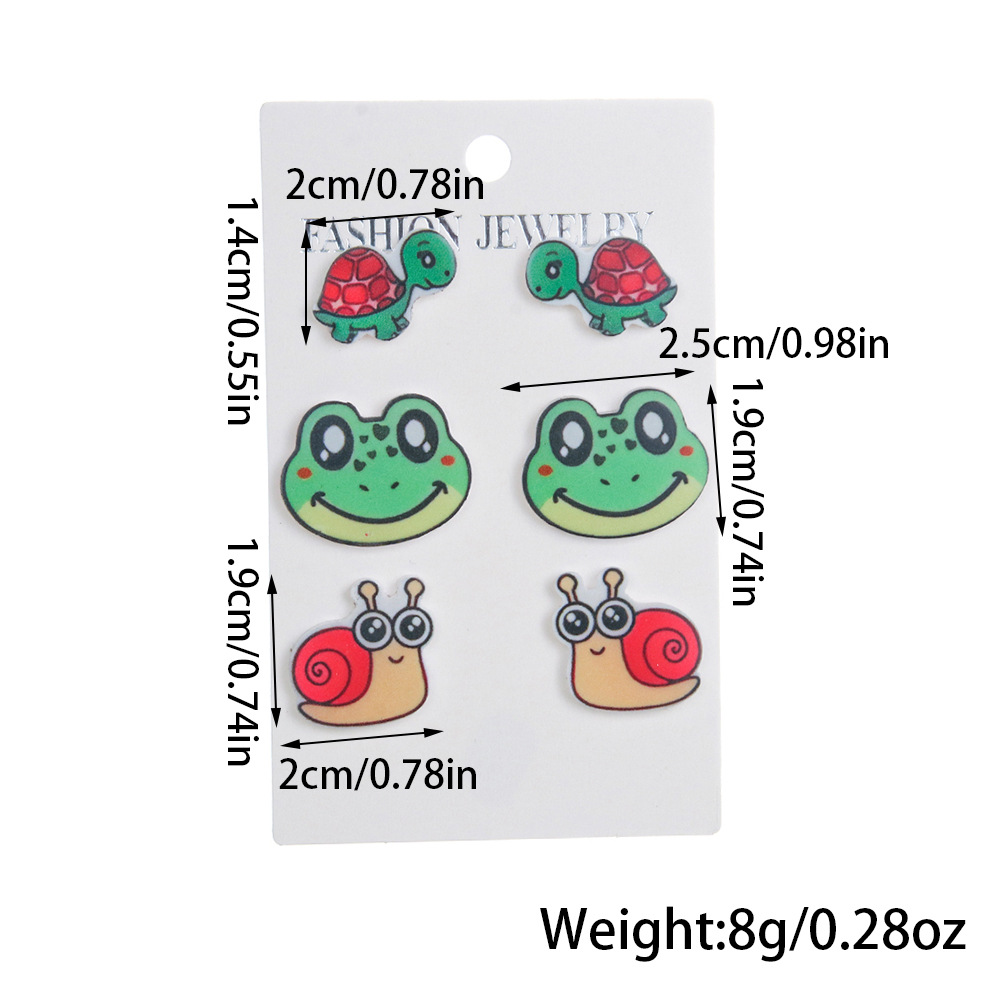 14g Weight 304 Stainless Steel Ear Needle Material Ear Studs Classification 1 Set Quantity Holiday, Daily Occasion Acrylic Material Printing, Animal Pattern Women's Gender Cute Style 1 Set Cute Printing Animal Arylic Ear Studs 2