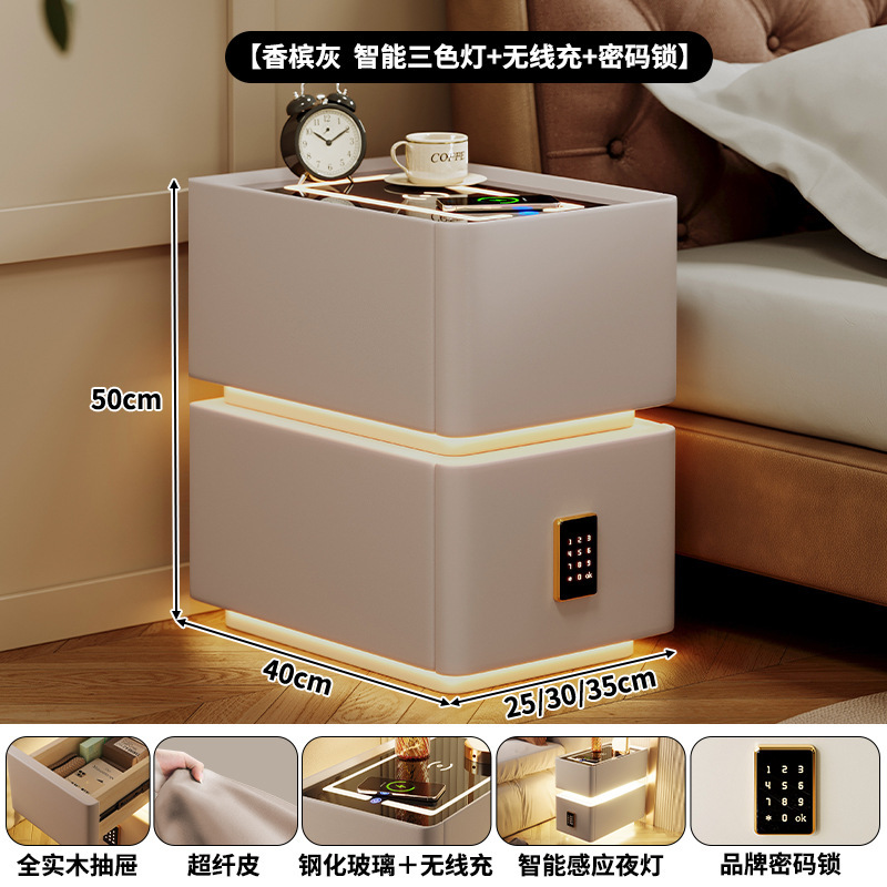 Mesita de noche inteligente simple y moderna pequeña súper estrecha 2024 nueva carga inalámbrica 30 cm dormitorio lado de la cama gabinete estrecho