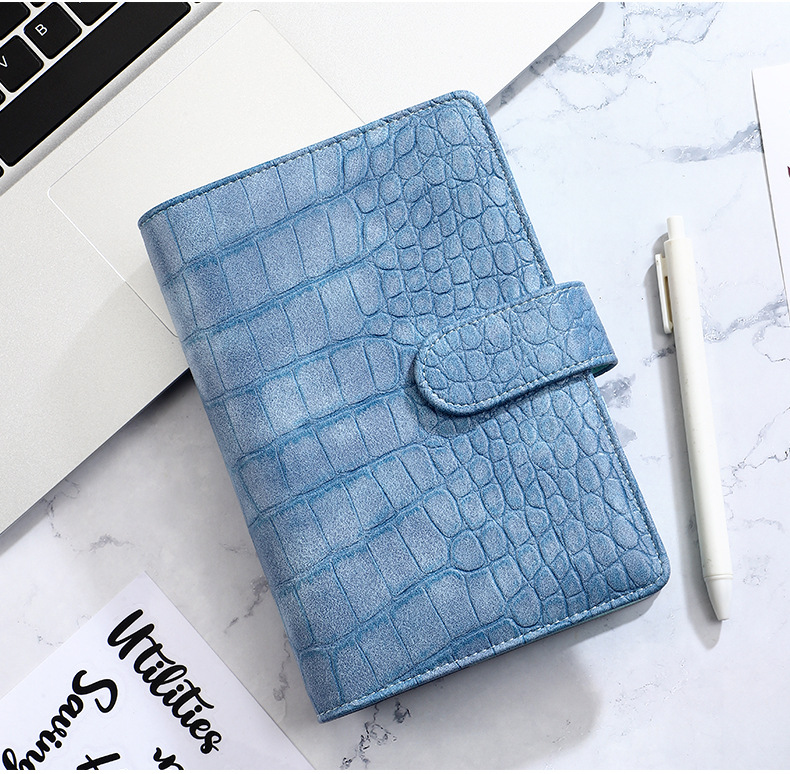 A6 neue Krokodil farbe 6 Ringbuch Pu Clip-On Notebook Leder Lose blatt Notebook Cover Notebooks Journal Briefpapier – Detail 16