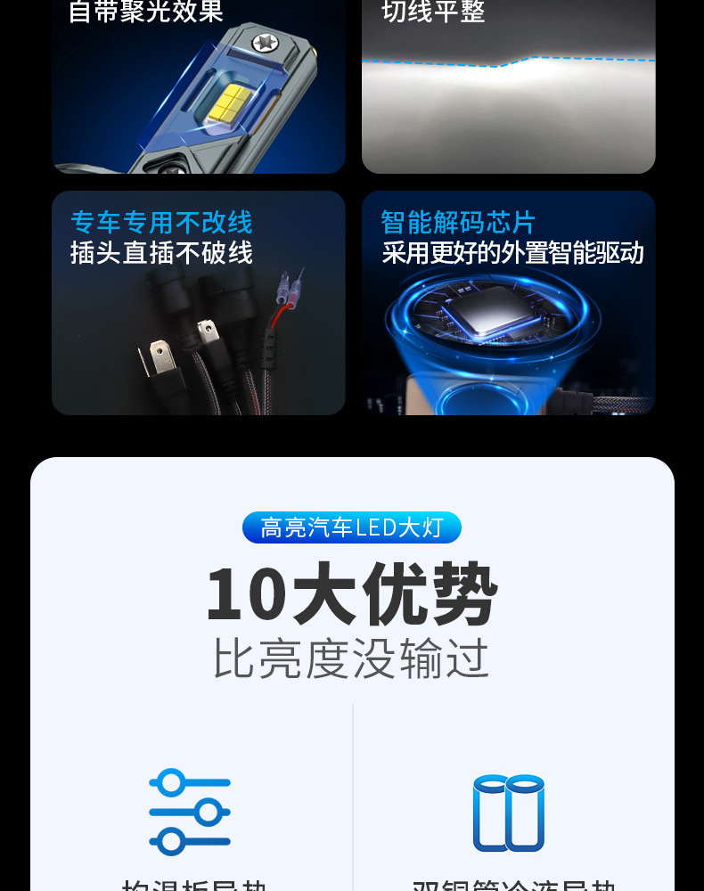 Explosive 140W double copper tube high power car LED headlight h11h4 bulb h7led lamp car led headlight