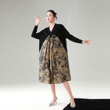 2025秋冬季新款套头慵懒风拼接韩版时尚宽松大码短袖长袖针织衫