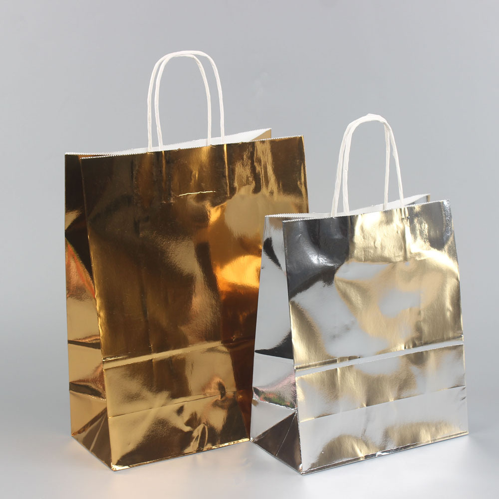 现货供应跨境多多亚马逊牛皮纸金箔手提袋彩色礼品包装纸袋空白