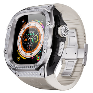 Suitable for Apple Watch 49 Metal Modified Case 49 Ultra Metal Watch Diamond Modified Case Purely Handmade Diamond
