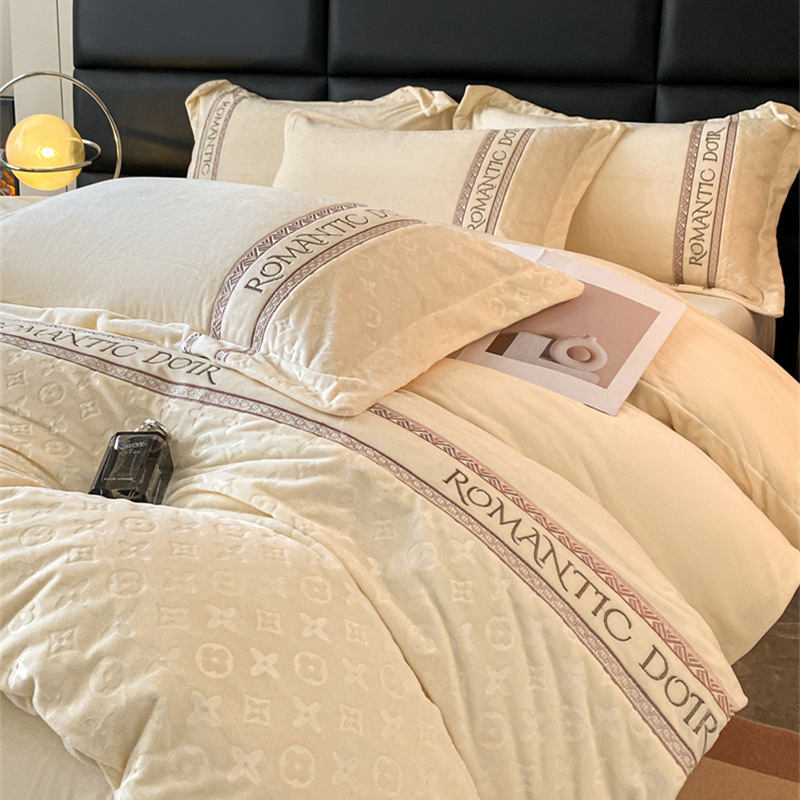 Winter children's solid color coral duvet cover