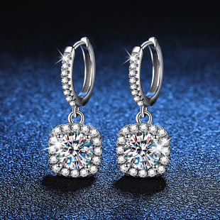 S999 moissanite earrings silver earrings women's earrings classic square bag earrings Tanabata lover