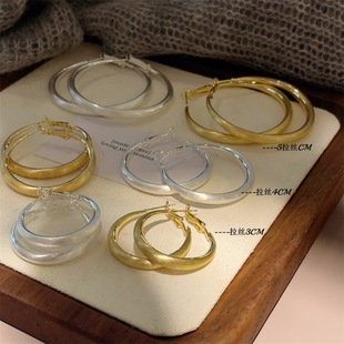 Metal wind plating 18K gold wire element ring earrings exaggerated earrings fashion trend atmospheric simple ear jewelry